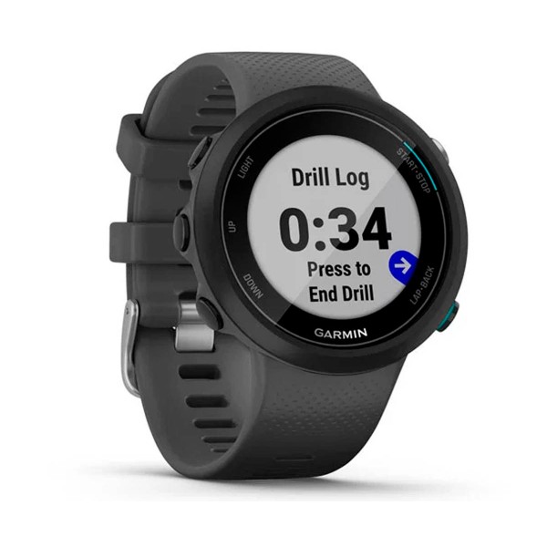 Garmin swim 2 negro con correa gris 42mm smartwatch diseñado para el agua 5atm gps